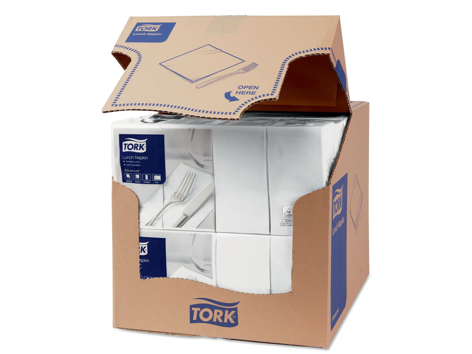 Serwetka Tork 33x33 Biała Obiadowa 477402 Karton 2000 serwetek (10 x 200) Złożona w 1/8
